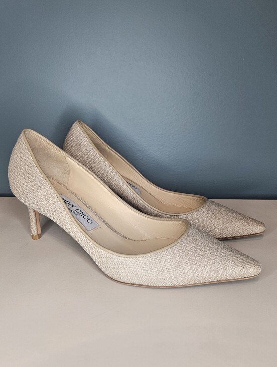 Jimmy Choo Shoes - Jimmy Choo Romy 60 Champagne/Tan Woven Heels Pumps 38.5 US 7.5/8